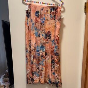 Babaton Floral A-Line Skirt in Orange and Blue